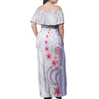 Purple Plumeria Sea Shell Off Shoulder Maxi Dress Starfish Polynesian Pattern - Polynesian Pride