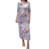 Purple Plumeria Sea Shell Puletasi Starfish Polynesian Pattern LT01 Long Dress Purple - Polynesian Pride