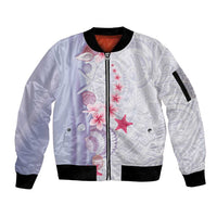 Purple Plumeria Sea Shell Sleeve Zip Bomber Jacket Starfish Polynesian Pattern LT01 Unisex Purple - Polynesian Pride