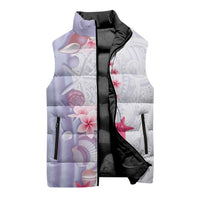 Purple Plumeria Sea Shell Sleeveless Puffer Jacket Starfish Polynesian Pattern LT01 - Polynesian Pride