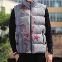 Purple Plumeria Sea Shell Sleeveless Puffer Jacket Starfish Polynesian Pattern LT01 - Polynesian Pride