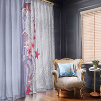 Purple Plumeria Sea Shell Window Curtain Starfish Polynesian Pattern - Polynesian Pride