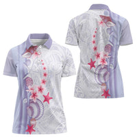 Purple Plumeria Sea Shell Women Polo Shirt Starfish Polynesian Pattern LT01 - Polynesian Pride