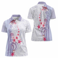 Purple Plumeria Sea Shell Women Polo Shirt Starfish Polynesian Pattern - Polynesian Pride