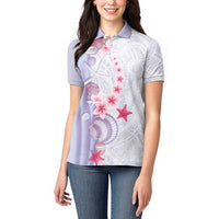 Purple Plumeria Sea Shell Women Polo Shirt Starfish Polynesian Pattern LT01 - Polynesian Pride