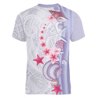 Purple Plumeria Sea Shell Women V-Neck T-Shirt Starfish Polynesian Pattern LT01 - Polynesian Pride