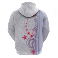 Purple Plumeria Sea Shell Zip Hoodie Starfish Polynesian Pattern LT01 - Polynesian Pride