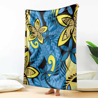 Plumeria Polynesian Pattern Blanket Unique Fantasy Blue Yellow LT01 - Polynesian Pride