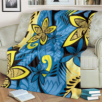 Plumeria Polynesian Pattern Blanket Unique Fantasy Blue Yellow LT01 - Polynesian Pride