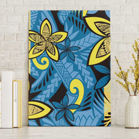 Plumeria Polynesian Pattern Canvas Wall Art Unique Fantasy Blue Yellow LT01 Without Frame Blue - Polynesian Pride