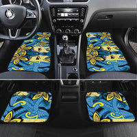 Plumeria Polynesian Pattern Car Mats Unique Fantasy Blue Yellow LT01 Set 4pcs Blue - Polynesian Pride