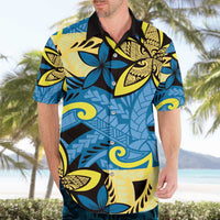 Plumeria Polynesian Pattern Hawaiian Shirt Unique Fantasy Blue Yellow LT01 - Polynesian Pride