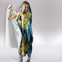 Plumeria Polynesian Pattern Hooded Blanket Unique Fantasy Blue Yellow LT01 - Polynesian Pride
