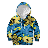 Plumeria Polynesian Pattern Kid Hoodie Unique Fantasy Blue Yellow