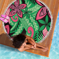 Plumeria Polynesian Pattern Beach Blanket Unique Fantasy Green Pink LT01 - Polynesian Pride