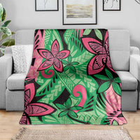 Plumeria Polynesian Pattern Blanket Unique Fantasy Green Pink LT01 - Polynesian Pride