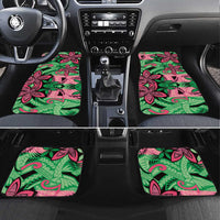 Plumeria Polynesian Pattern Car Mats Unique Fantasy Green Pink LT01 Set 4pcs Green - Polynesian Pride