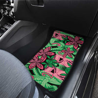 Plumeria Polynesian Pattern Car Mats Unique Fantasy Green Pink LT01 - Polynesian Pride