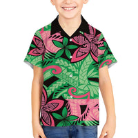 Plumeria Polynesian Pattern Hawaiian Shirt Unique Fantasy Green Pink LT01 - Polynesian Pride