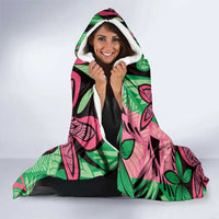 Plumeria Polynesian Pattern Hooded Blanket Unique Fantasy Green Pink LT01 - Polynesian Pride