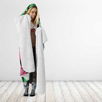 Plumeria Polynesian Pattern Hooded Blanket Unique Fantasy Green Pink LT01 - Polynesian Pride