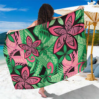 Plumeria Polynesian Pattern Sarong Unique Fantasy Green Pink