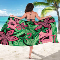 Plumeria Polynesian Pattern Sarong Unique Fantasy Green Pink