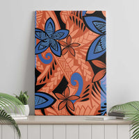 Plumeria Polynesian Pattern Canvas Wall Art Unique Fantasy Orange Blue LT01 - Polynesian Pride