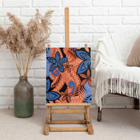 Plumeria Polynesian Pattern Canvas Wall Art Unique Fantasy Orange Blue LT01 - Polynesian Pride