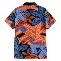 Plumeria Polynesian Pattern Hawaiian Shirt Unique Fantasy Orange Blue LT01 - Polynesian Pride