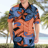 Plumeria Polynesian Pattern Hawaiian Shirt Unique Fantasy Orange Blue LT01 - Polynesian Pride