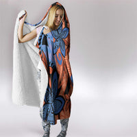 Plumeria Polynesian Pattern Hooded Blanket Unique Fantasy Orange Blue LT01 - Polynesian Pride