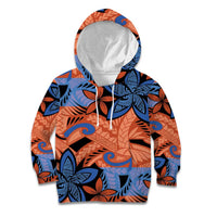 Plumeria Polynesian Pattern Kid Hoodie Unique Fantasy Orange Blue
