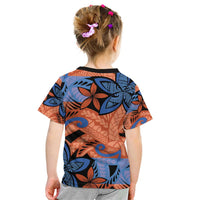 Plumeria Polynesian Pattern Kid T Shirt Unique Fantasy Orange Blue LT01 - Polynesian Pride