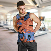 Plumeria Polynesian Pattern Men Tank Top Unique Fantasy Orange Blue LT01 Orange - Polynesian Pride