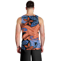 Plumeria Polynesian Pattern Men Tank Top Unique Fantasy Orange Blue LT01 - Polynesian Pride
