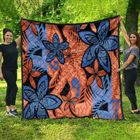 Plumeria Polynesian Pattern Quilt Unique Fantasy Orange Blue