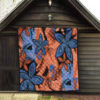 Plumeria Polynesian Pattern Quilt Unique Fantasy Orange Blue