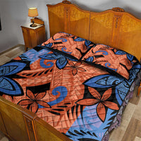 Plumeria Polynesian Pattern Quilt Bed Set Unique Fantasy Orange Blue LT01 - Polynesian Pride