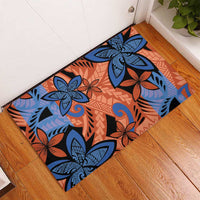 Plumeria Polynesian Pattern Rubber Doormat Unique Fantasy Orange Blue LT01 - Polynesian Pride