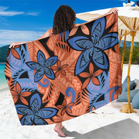 Plumeria Polynesian Pattern Sarong Unique Fantasy Orange Blue