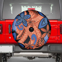 Plumeria Polynesian Pattern Spare Tire Cover Unique Fantasy Orange Blue