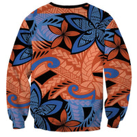 Plumeria Polynesian Pattern Sweatshirt Unique Fantasy Orange Blue LT01 - Polynesian Pride