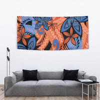 Plumeria Polynesian Pattern Tapestry Unique Fantasy Orange Blue