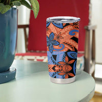 Plumeria Polynesian Pattern Tumbler Cup Unique Fantasy Orange Blue