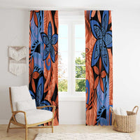 Plumeria Polynesian Pattern Window Curtain Unique Fantasy Orange Blue LT01 - Polynesian Pride