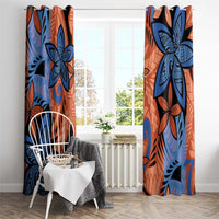 Plumeria Polynesian Pattern Window Curtain Unique Fantasy Orange Blue LT01 - Polynesian Pride