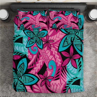 Plumeria Polynesian Pattern Bedding Set Unique Fantasy Pink Teal