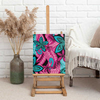 Plumeria Polynesian Pattern Canvas Wall Art Unique Fantasy Pink Teal LT01 - Polynesian Pride