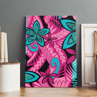 Plumeria Polynesian Pattern Canvas Wall Art Unique Fantasy Pink Teal LT01 - Polynesian Pride